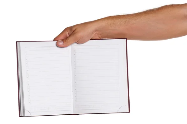 Man hand with notebook — Stock Photo, Image