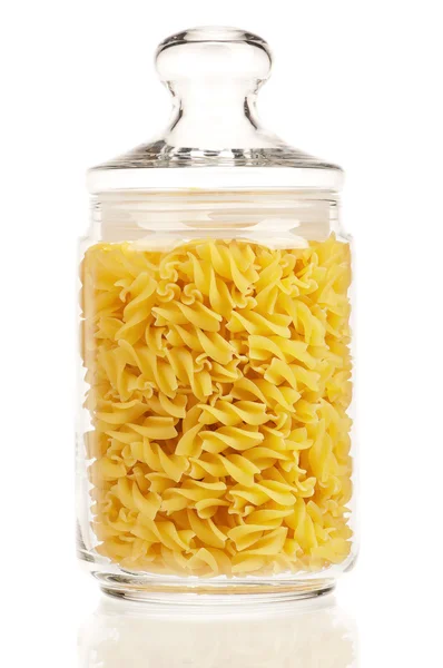 Pasta in glazen pot — Stockfoto