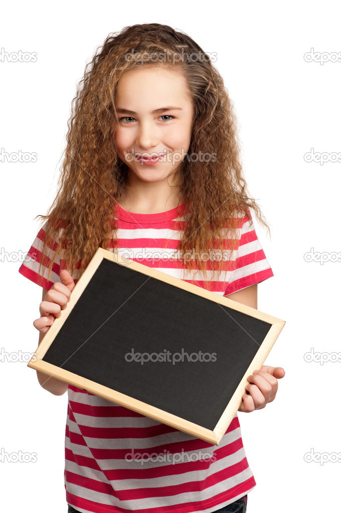 Girl with blackboard