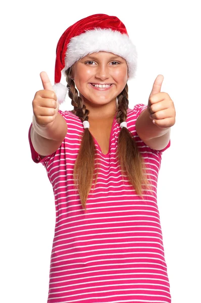 Girl in Santa hat — Stock Photo, Image