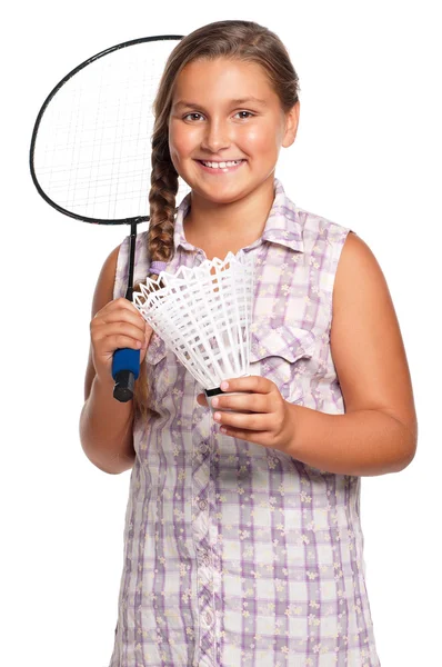 Girl playing badminton — Stock Photo, Image