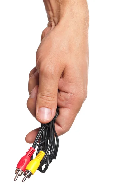 Hand with cable connectors — Stock Photo, Image