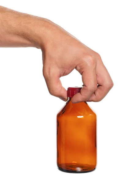 Hand mit kleiner Flasche — Stockfoto