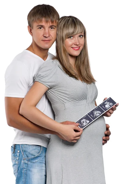 Gravid kvinna med make — Stockfoto