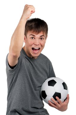 Klasik futbol topu ile adam