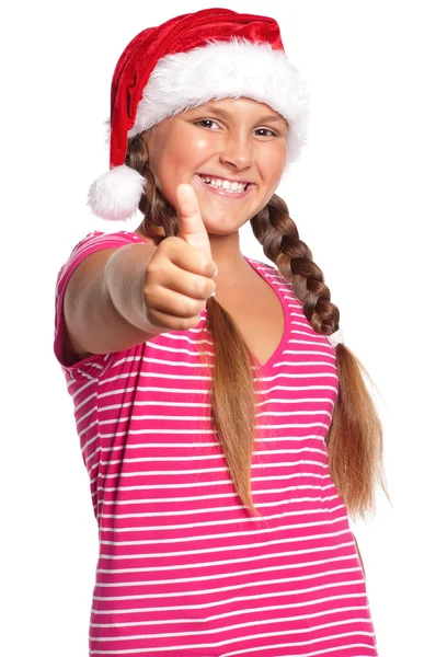 Дівчина в капелюсі Санта — стокове фото