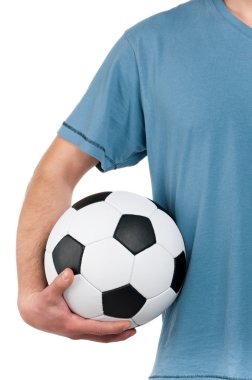 Klasik futbol topu ile adam
