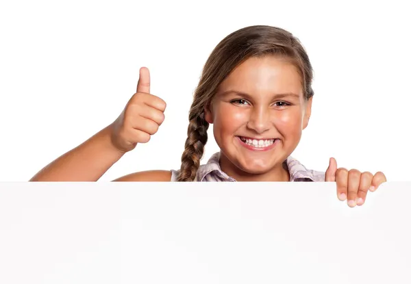 Menina com branco em branco — Fotografia de Stock