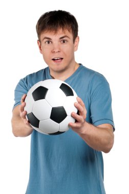 Klasik futbol topu ile adam