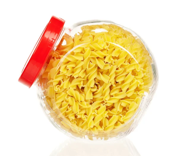 Pasta in glazen pot — Stockfoto