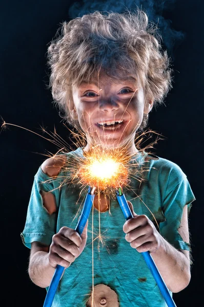 Crazy little electrician — Stock Photo, Image