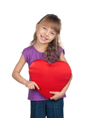 Kırmızı kalpli küçük kız