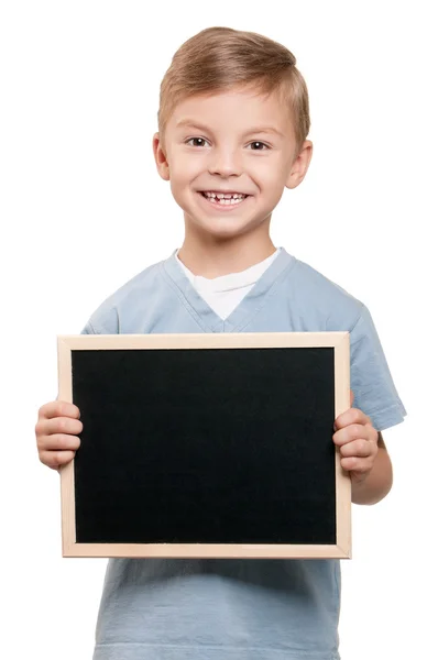Αγόρι με μαυροπίνακα — Φωτογραφία Αρχείου