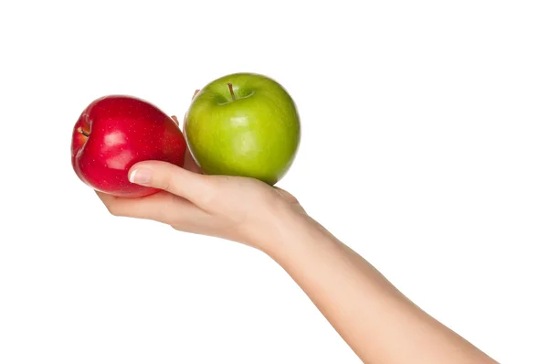 Hand med äpple — Stockfoto