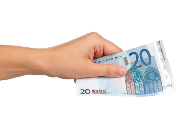 Hand with euro — Stock Photo, Image