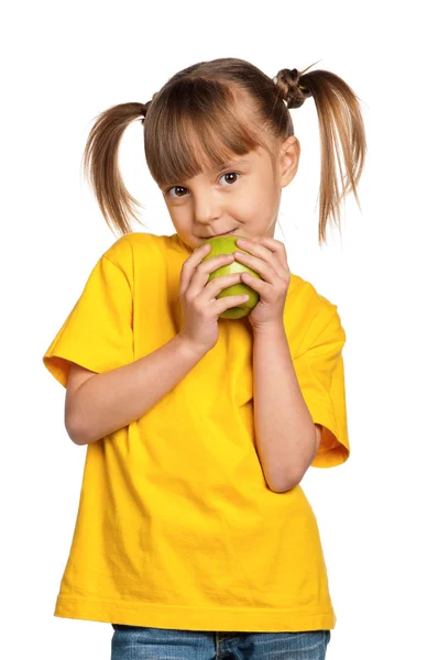 Κοριτσάκι με μήλο — Φωτογραφία Αρχείου