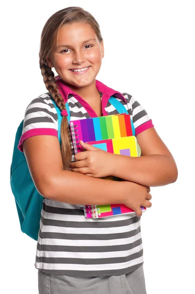 Girl with exercise books — Stock Photo, Image