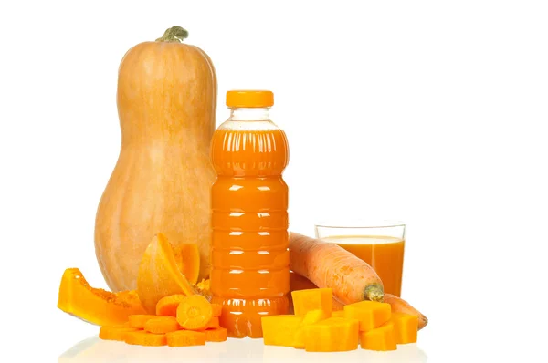 Jugo de zanahoria y calabaza — Stockfoto