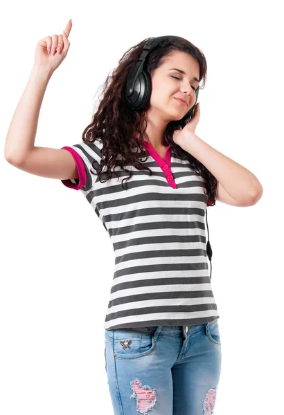 Girl with headphones — Stock Photo, Image