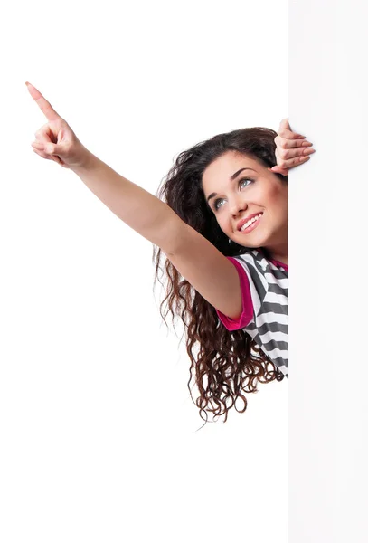 Girl with blank placard board — Stock Photo, Image