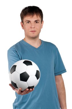 Klasik futbol topu ile adam
