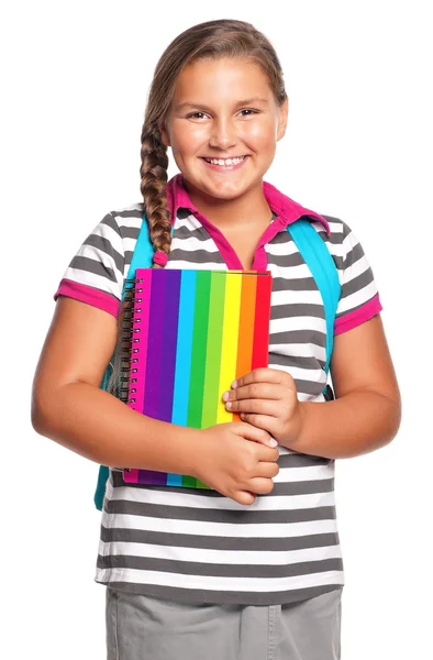 Chica con cuadernos de ejercicios — Foto de Stock