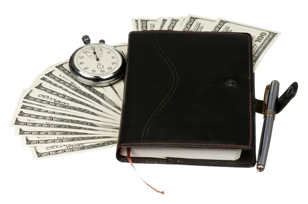 Dollars and stopwatch — Stock Photo, Image