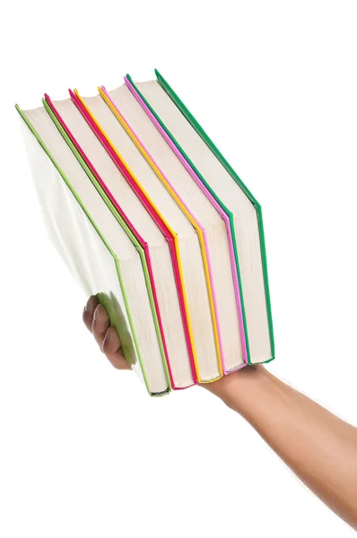 Hand met boeken — Stockfoto