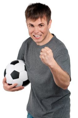 Klasik futbol topu ile adam