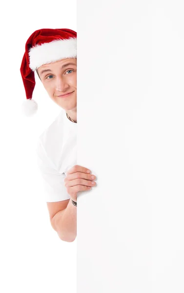 Joven en Santa Sombrero — Foto de Stock