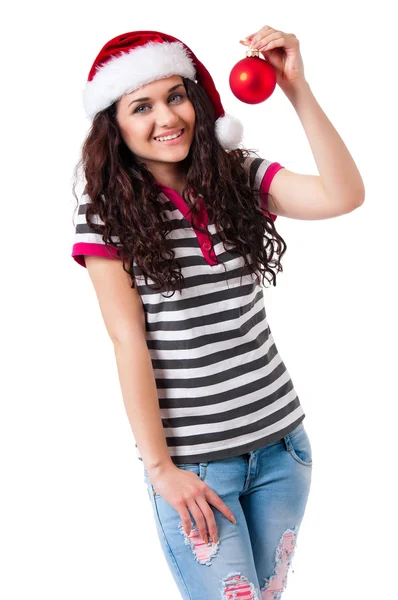 Girl in Santa hat — Stock Photo, Image