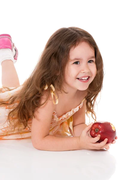 애플과 어린 소녀 — 스톡 사진
