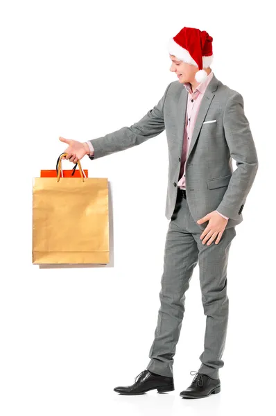 Hombre en sombrero de santa — Foto de Stock