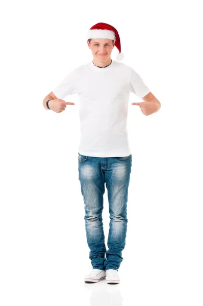 Hombre en sombrero de santa — Foto de Stock