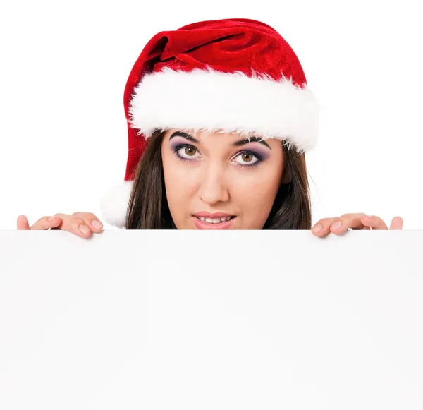 Ragazza in cappello Babbo Natale — Foto Stock