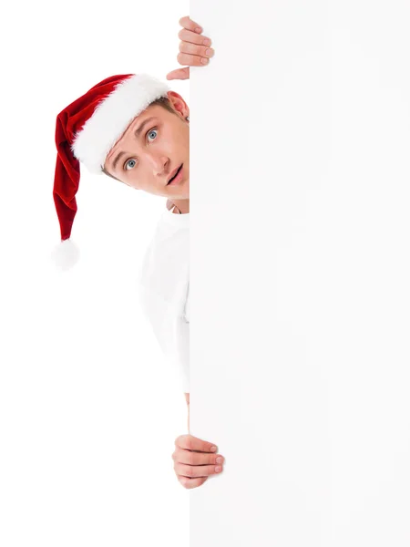 Joven en Santa Sombrero — Foto de Stock