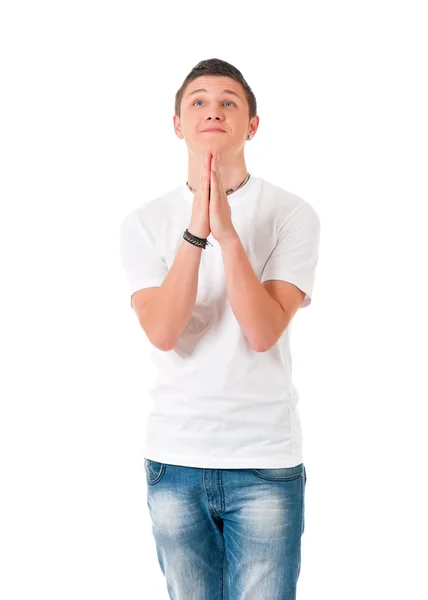 Young man praying — Stock Photo, Image