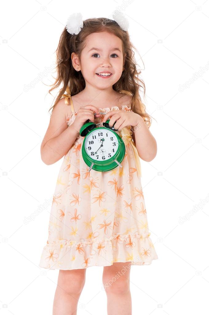 Girl with alarm clock