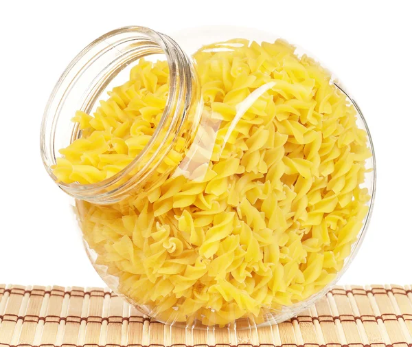 Pasta in glass pot — Stock Photo, Image