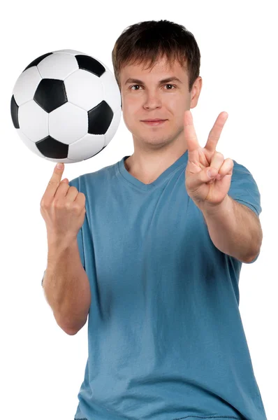 Homme avec ballon de football classique — Photo