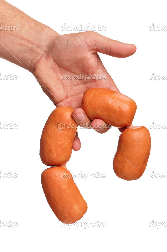 Hand with sausage