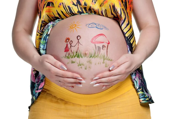 Tummy with drawing — Stock Photo, Image