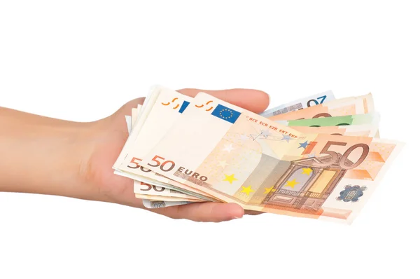 Hand mit Euro — Stockfoto