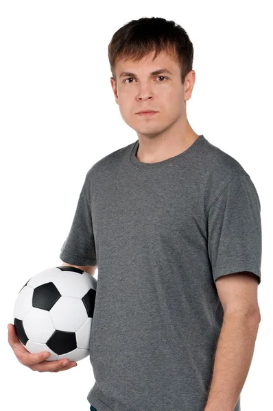 Hombre con pelota de fútbol clásico — Foto de Stock