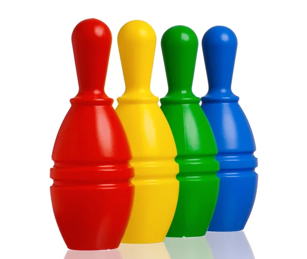 Plastic skittles of toy bowling — Stock Photo, Image