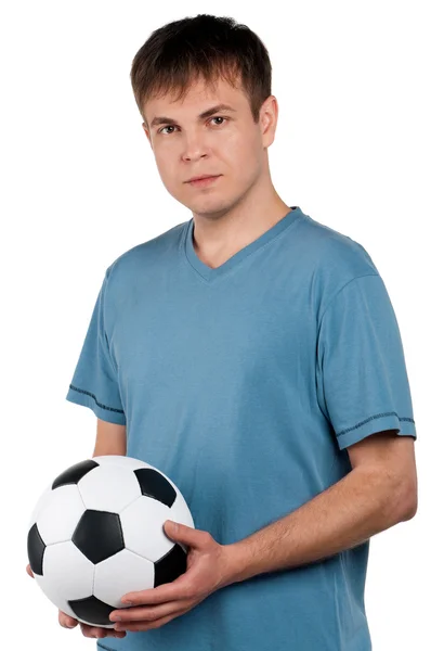 Hombre con pelota de fútbol clásico — Foto de Stock