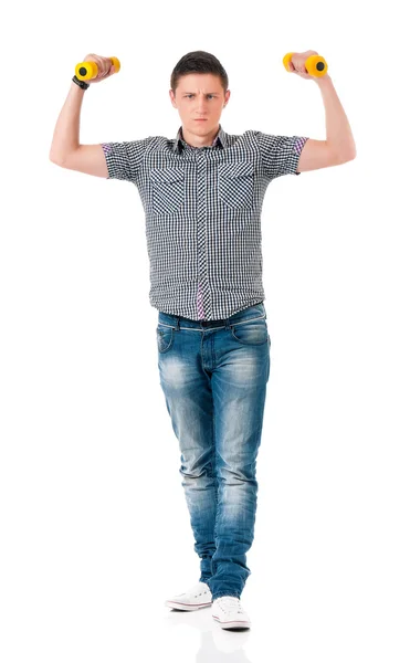 Man with dumbells — Stock Photo, Image