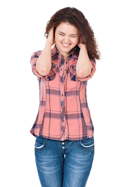 Hoor geen kwaad - portret van jonge vrouw — Stockfoto