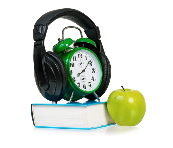 Clock with headphones — Stock Photo, Image