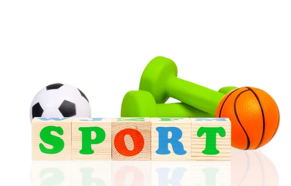 Sport Holzwürfel Wort — Stockfoto